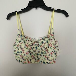 Anthropologie Yellow Floral Bralette Top Size L/XL